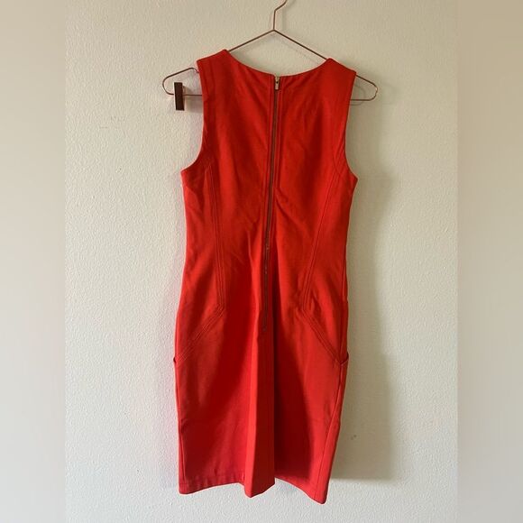 Banana Republice red Orange sleeveless dress V neck size 2 - Picture 4 of 8